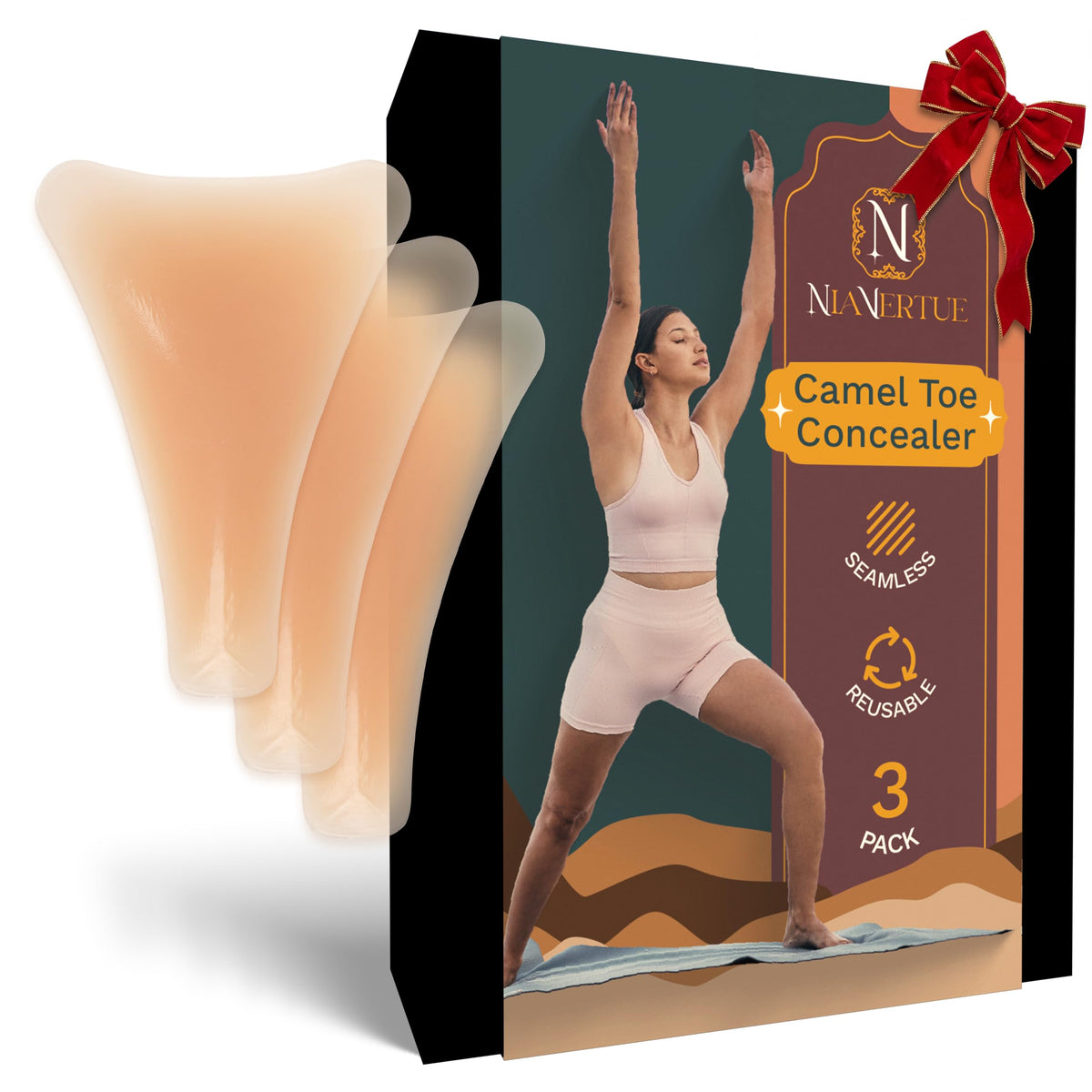 Nia Vertue Camel Toe Concealer pack with three reusable silicone inserts for discreet coverage.
