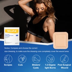 Niceful bordered dressing demonstrates easy removal from sensitive skin without irritation.