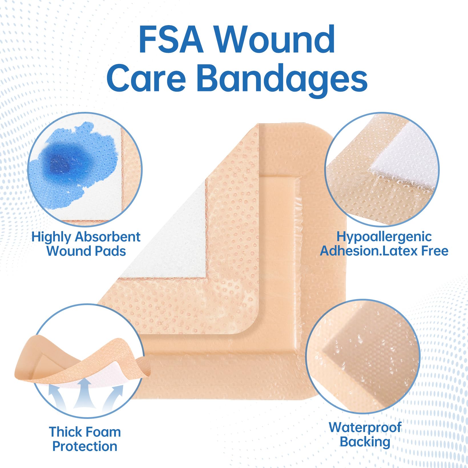 Niceful curita espuma silicona 4x4 con borde adhesivo, fijación estable.