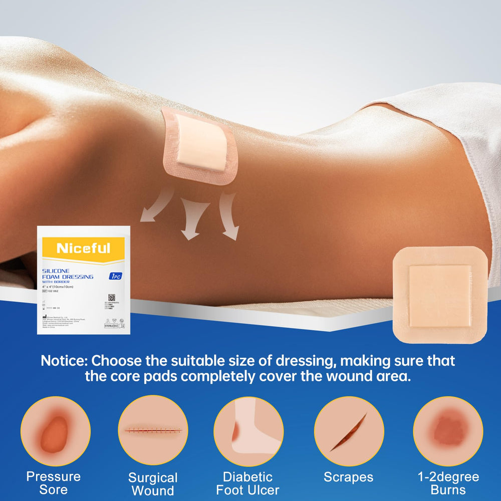 Niceful curita espuma silicona 4x4 impermeable al agua, protección duradera.