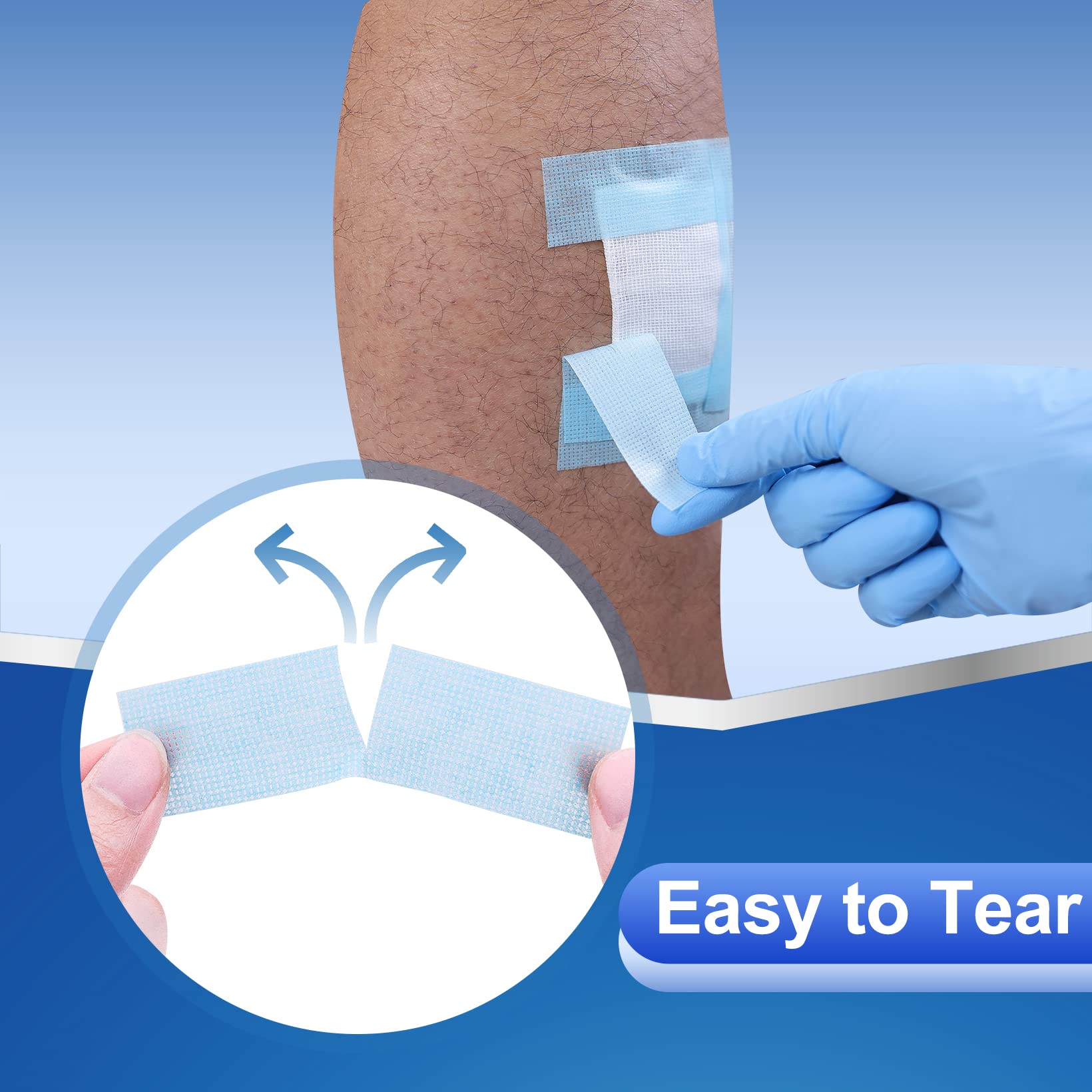 Niceful silicone tape easy-tear hand action for quick dressing changes.