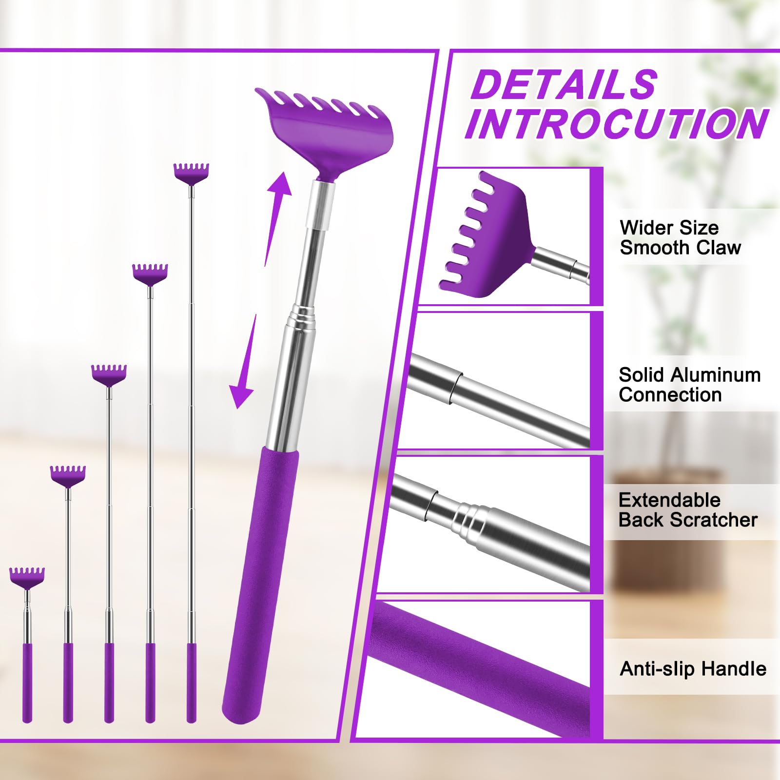 NICEMOVIC back scratcher extended reach 8 to 27 inches for versatile use