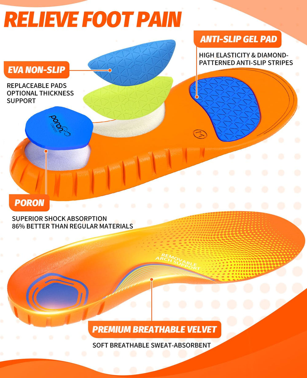 NICEUS high-arch support insole removable for customizable comfort.