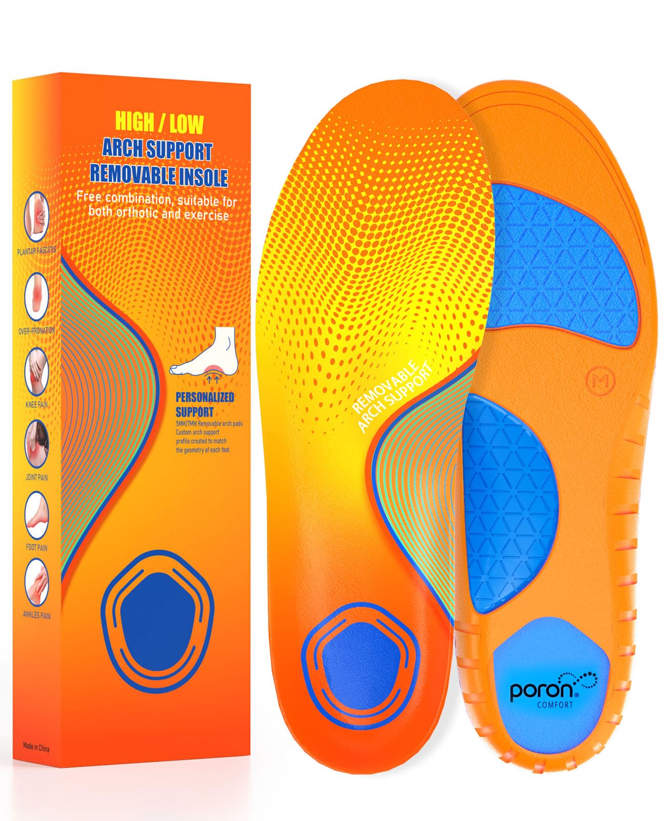 Niceus plantar fasciitis insoles packaging showcases ergonomic support for day-long comfort.