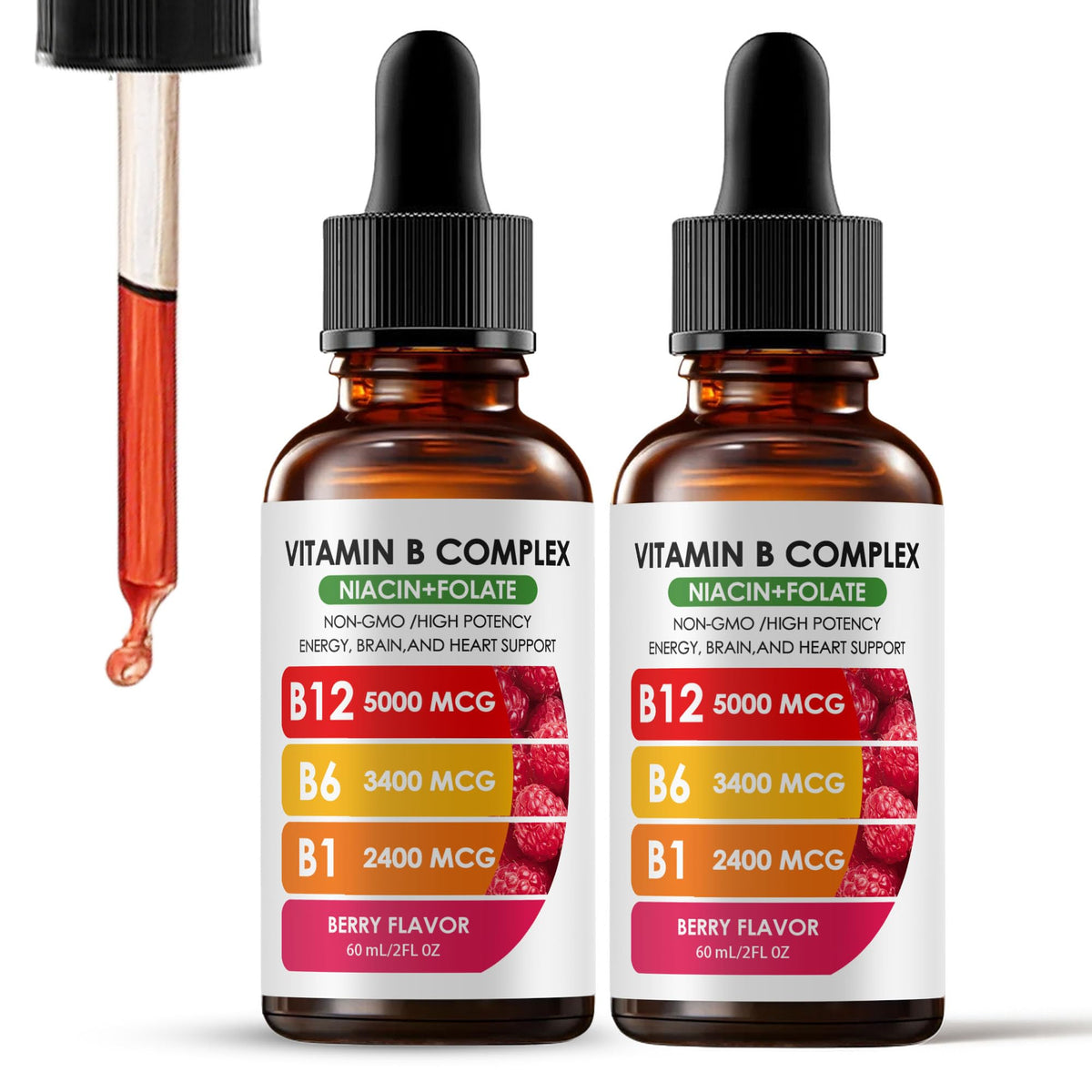 Nichalous B12 Complex raspberry liquid bottle for daily energy support