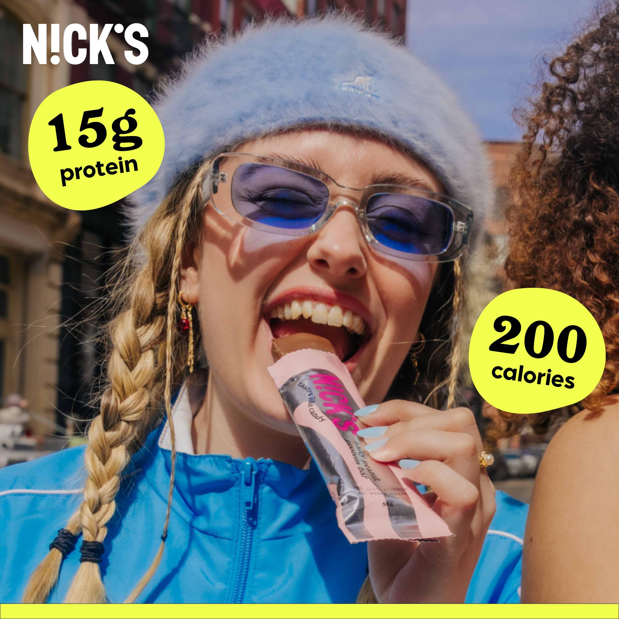 N!CK'S protein bar on a surface, ideal on the go snack