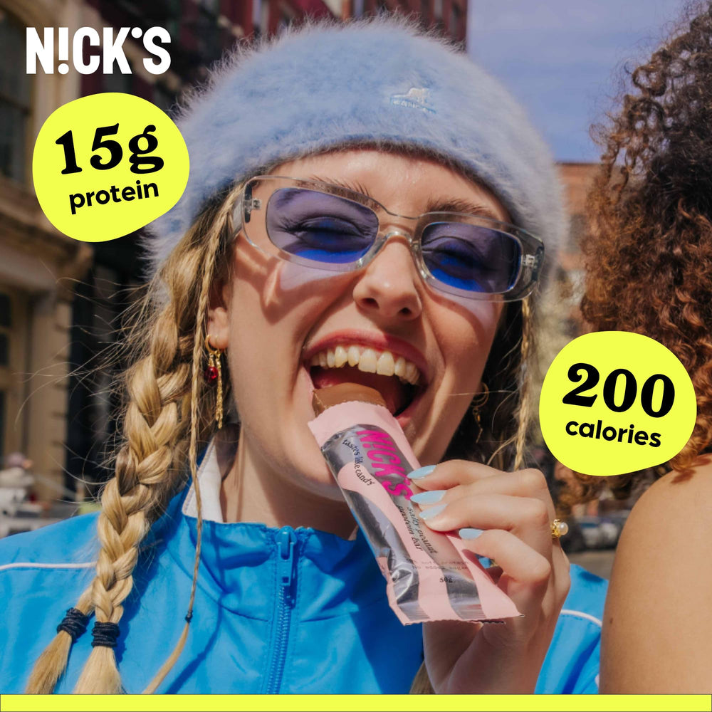 N!CK'S protein bar on a surface, ideal on the go snack