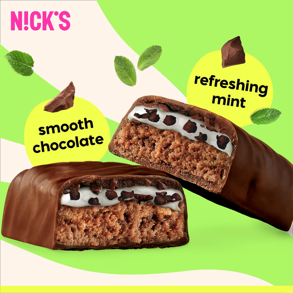 Nick’s Mint Chocolate Bar keto-low-carb claim image reinforces 4g net carbs.
