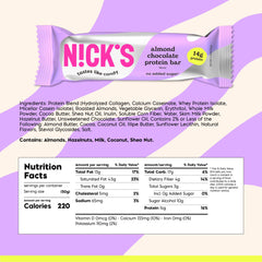 Nick's Protein Bars Chocolate closeup highlighting creamy texture and rich peanut butter flavor.