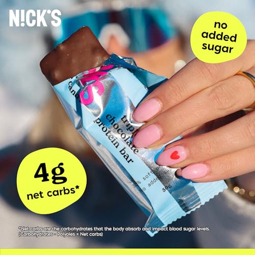 Nick’s Triple Chocolate bar nutrition panel emphasizes 15g protein per bar.