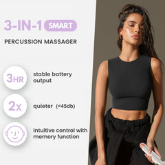 Niclove 3-in-1 massager charging scene illustrating 3-hour battery life