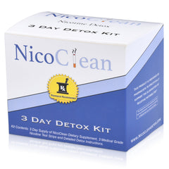 NICOCLEAN bottle and ingredients highlighting natural components for gentle detox