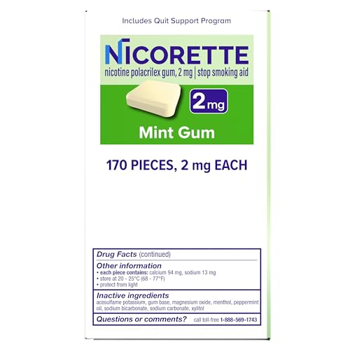 Nicorette 2mg Mint Gum branded packaging promotes trust and consistent use.