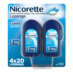 Nicorette Ice Mint lozenge pack ready for cravings relief on the go