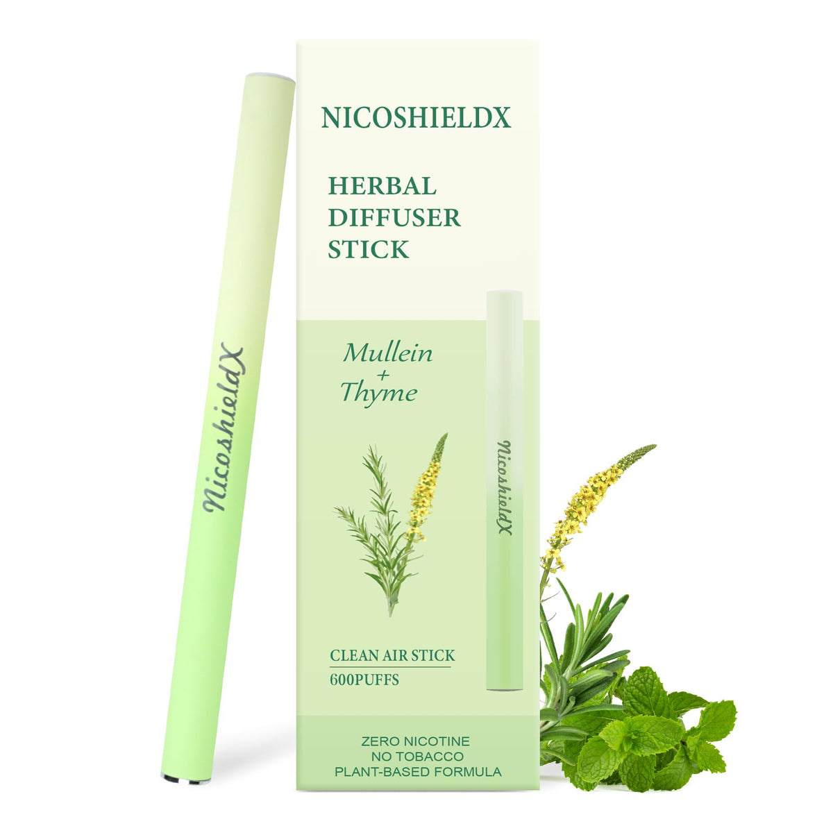 NicoShieldX: frente del difusor de hierbas, experiencia refrescante al inhalar.