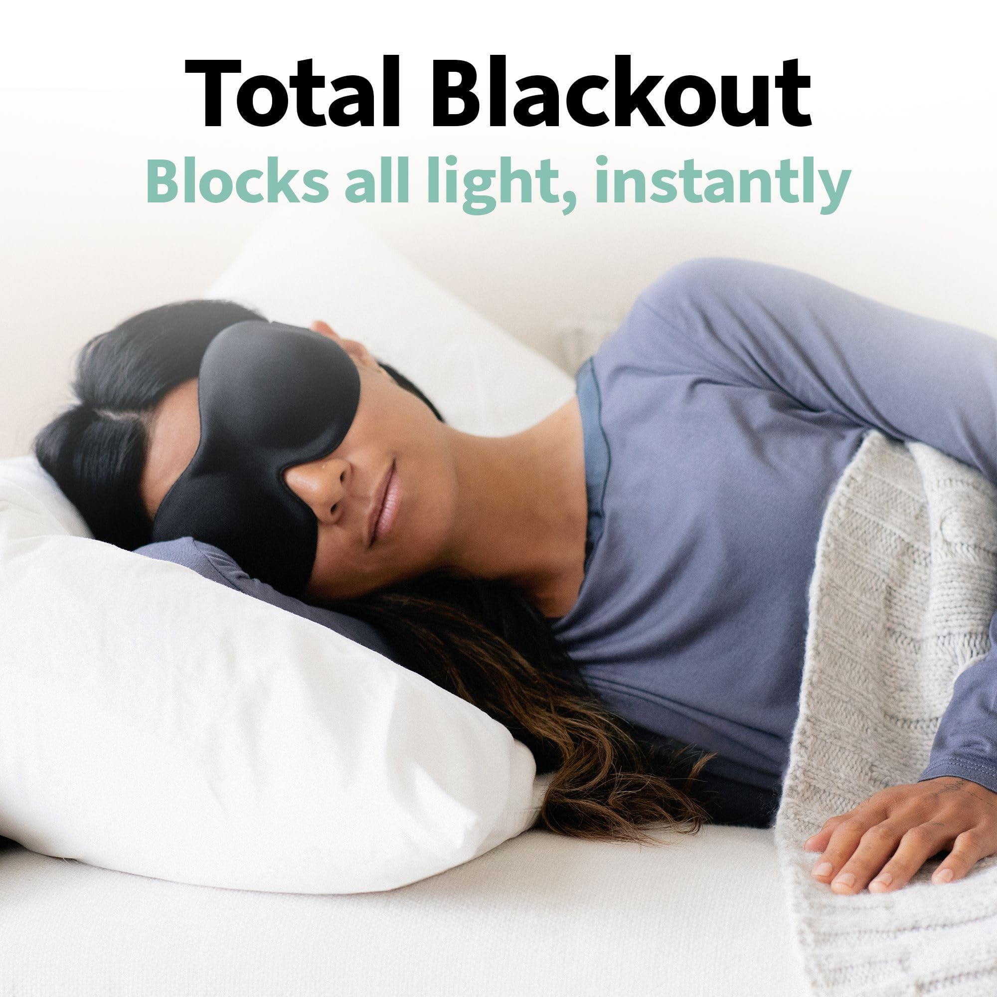 Nidra lightweight mask with adjustable strap stays secure for side to back sleepers