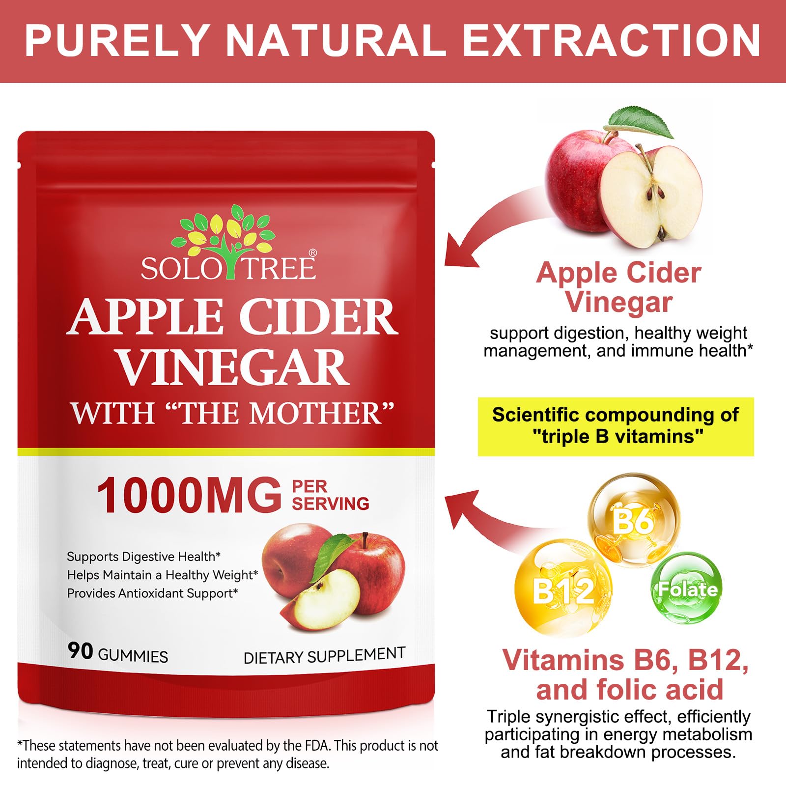 NIFEISHI ACV Gummies label closeup—Mother and 1000mg ACV highlighted.