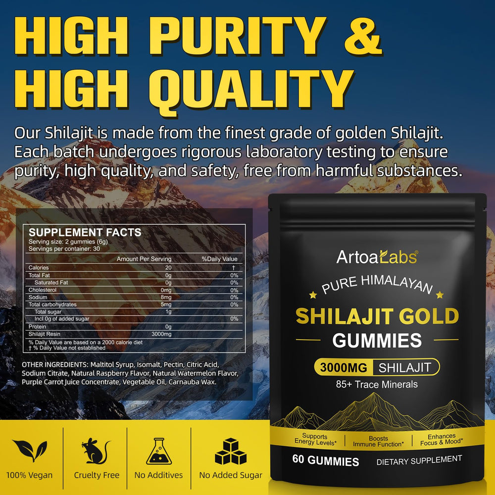 NIFEISHI Shilajit Gummies close-up showing texture and rich golden color for premium nutrition.