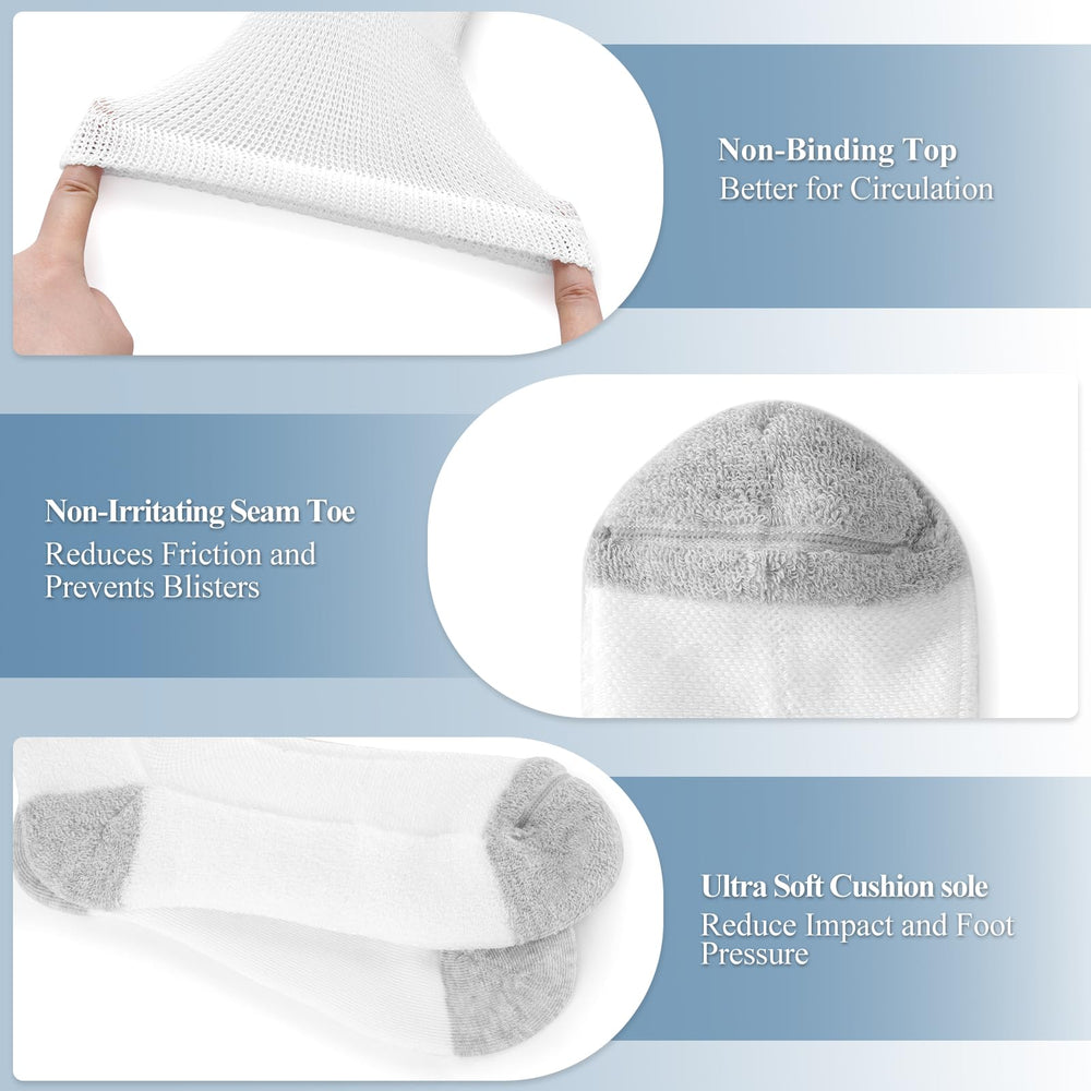 NIIRKIIR white ankle socks show extra padding to cushion soles during wear