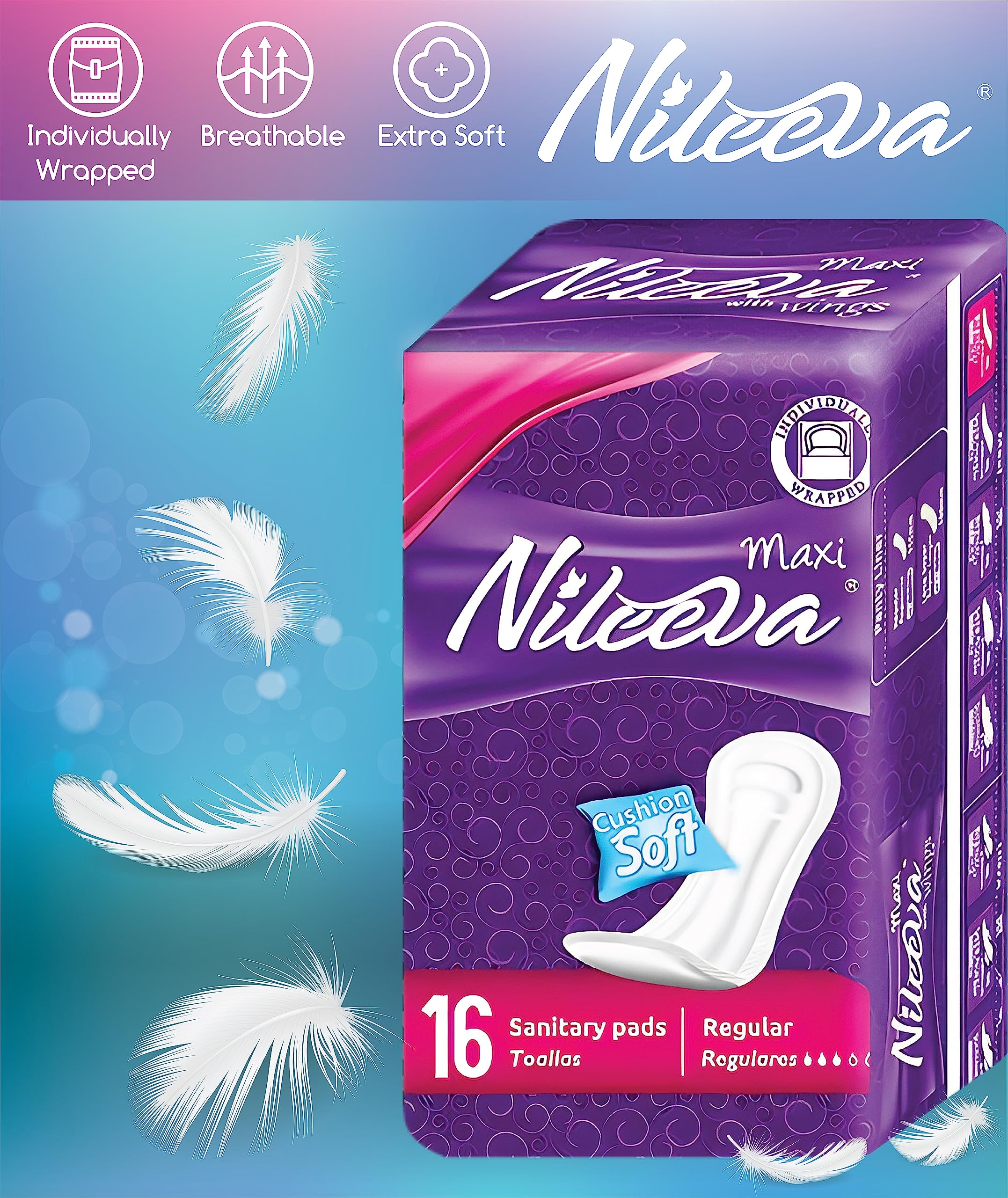 Nileeva Care Maxi pad anti-leak core keeps you dry throughout the day.