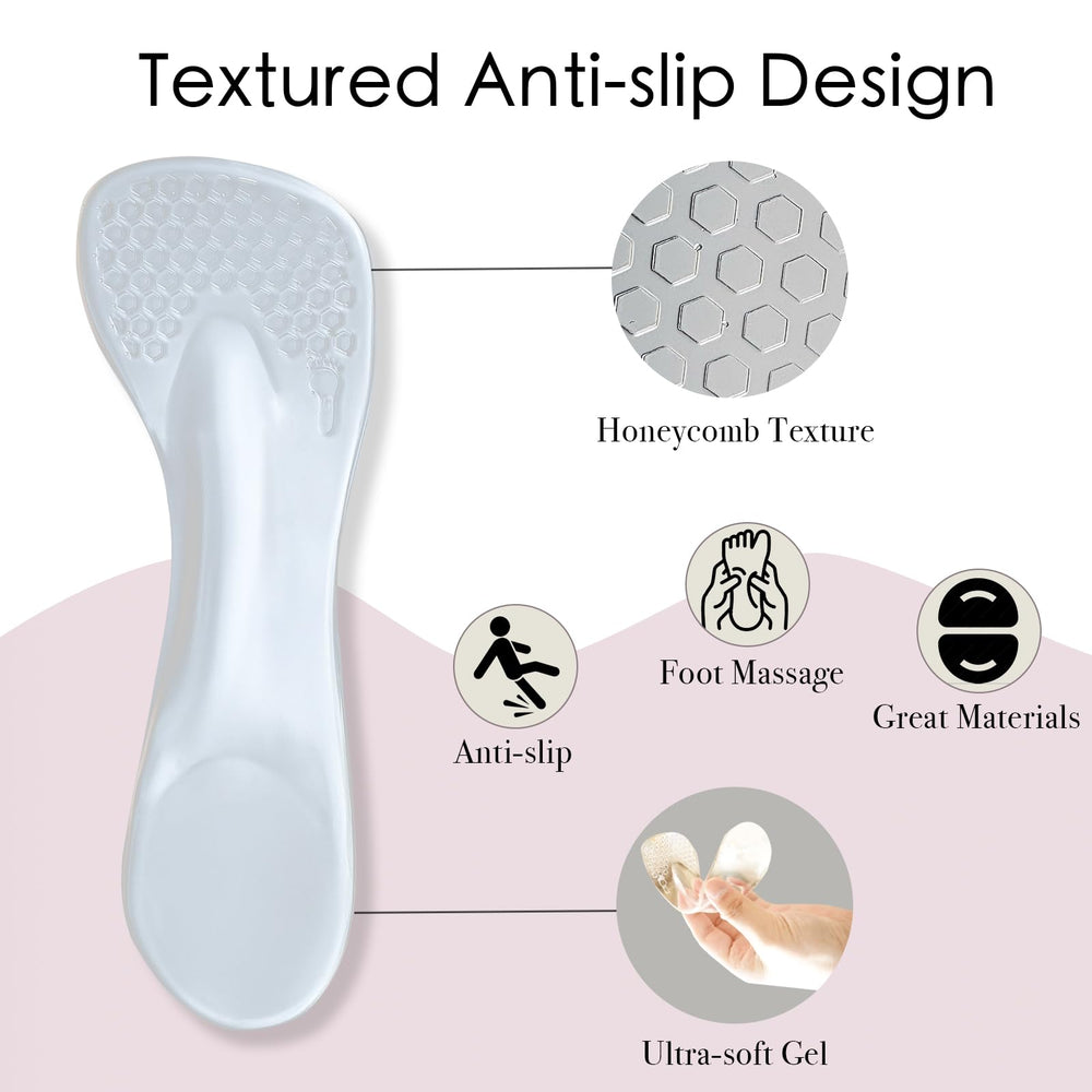 Niluks arch-support inserts cushion arches for fatigue relief during wear.
