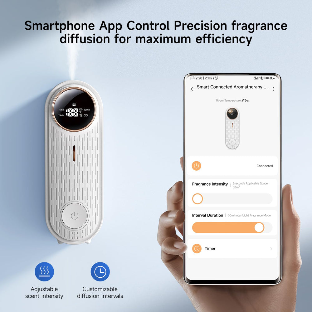 Nimin diffuser with HD display showing temperature and mist status
