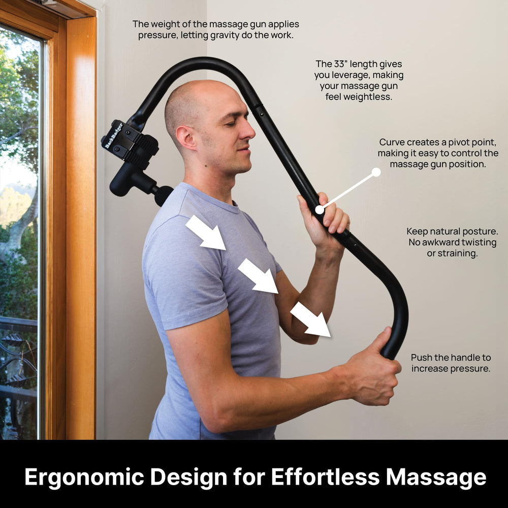 Ninefold Design BackBadger universal compatibility fits most massage guns.