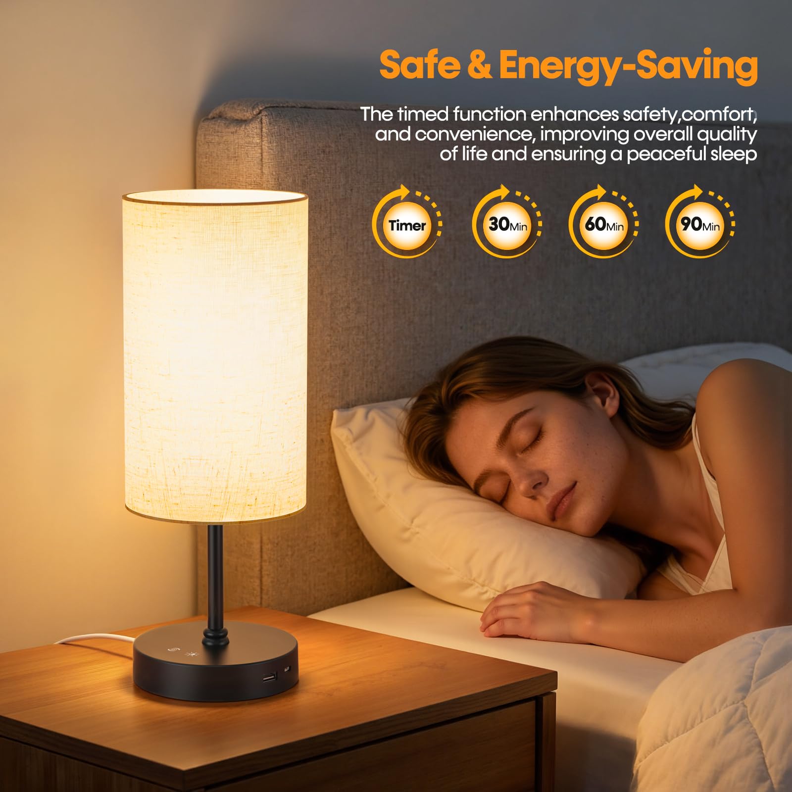 NIORSUN light therapy lamp 2700K night light helps wind down evenings.