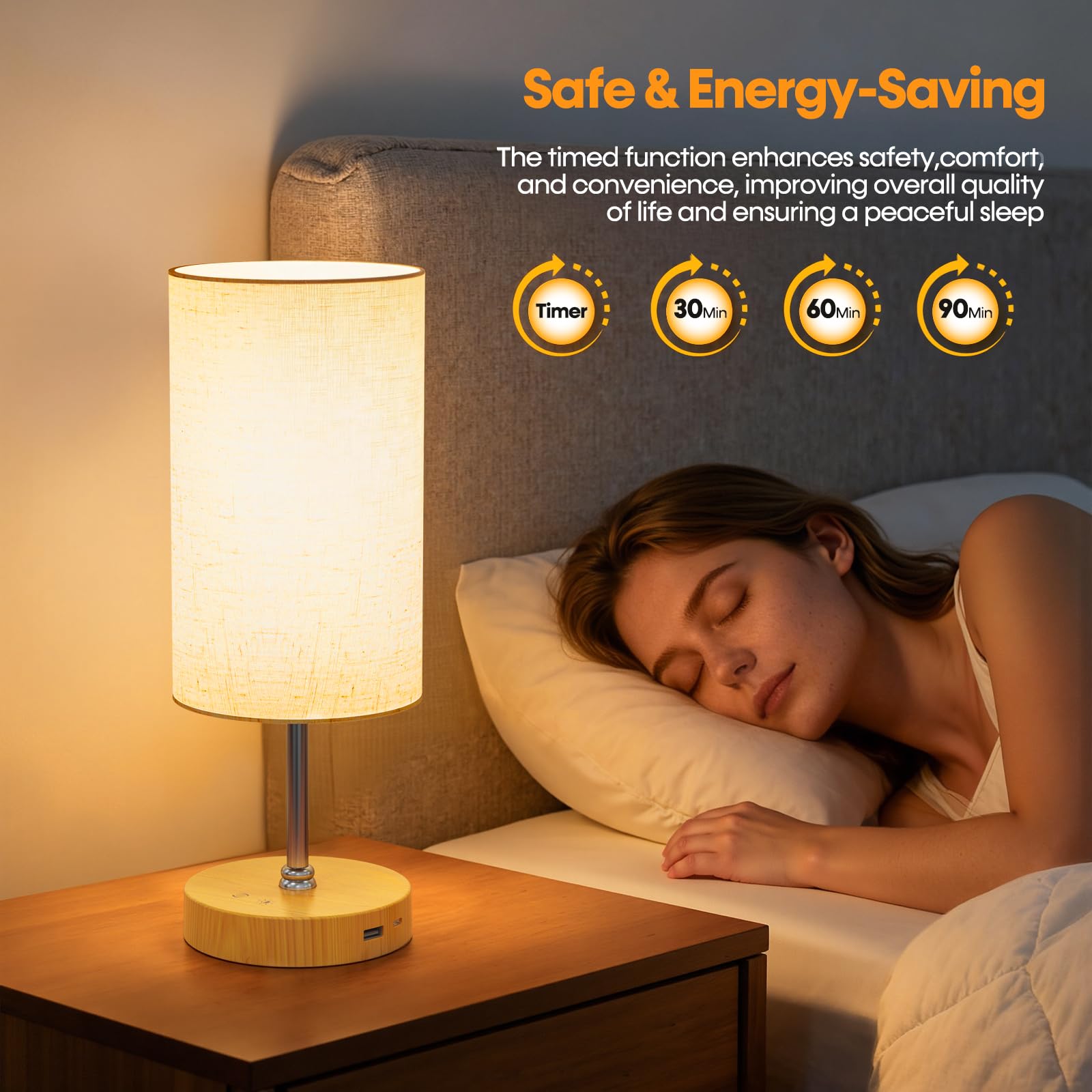 Niorsun lamp includes USB-A and USB-C ports to charge devices