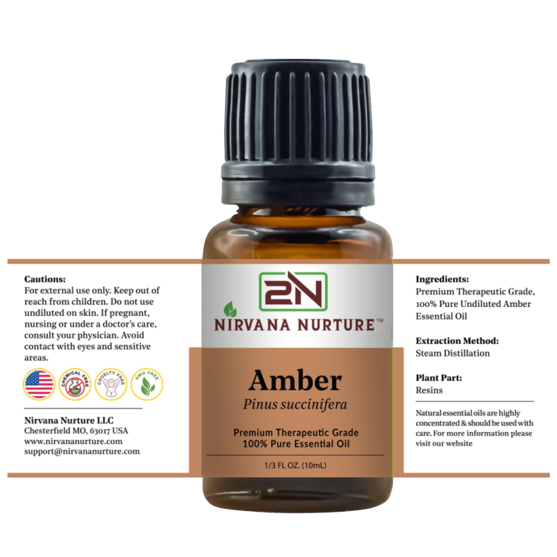 Usage guide for Nirvana Nurture Amber Oil with diffusers and blends