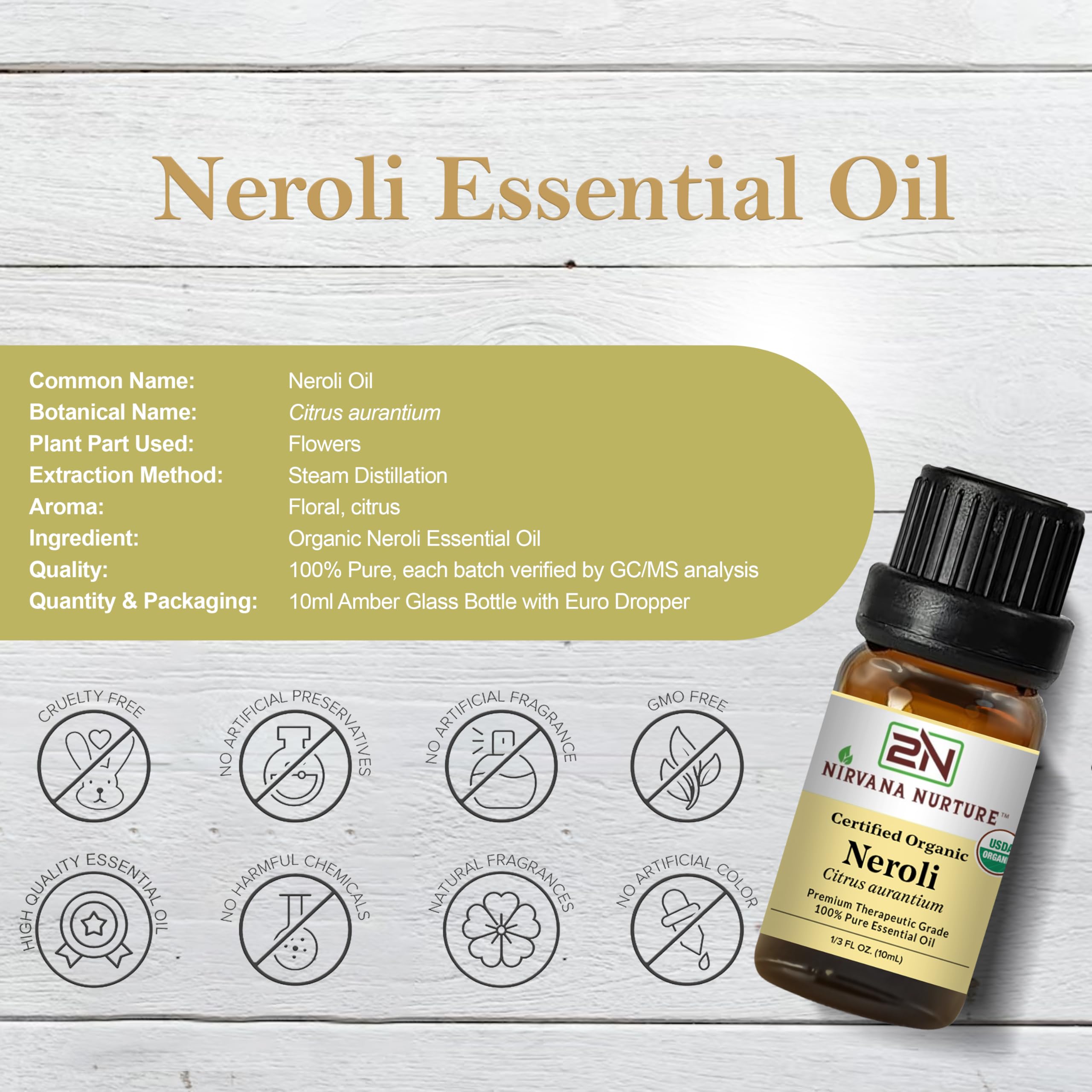 Nirvana Nurture Neroli Oil in a diffuser releases a calming aroma.