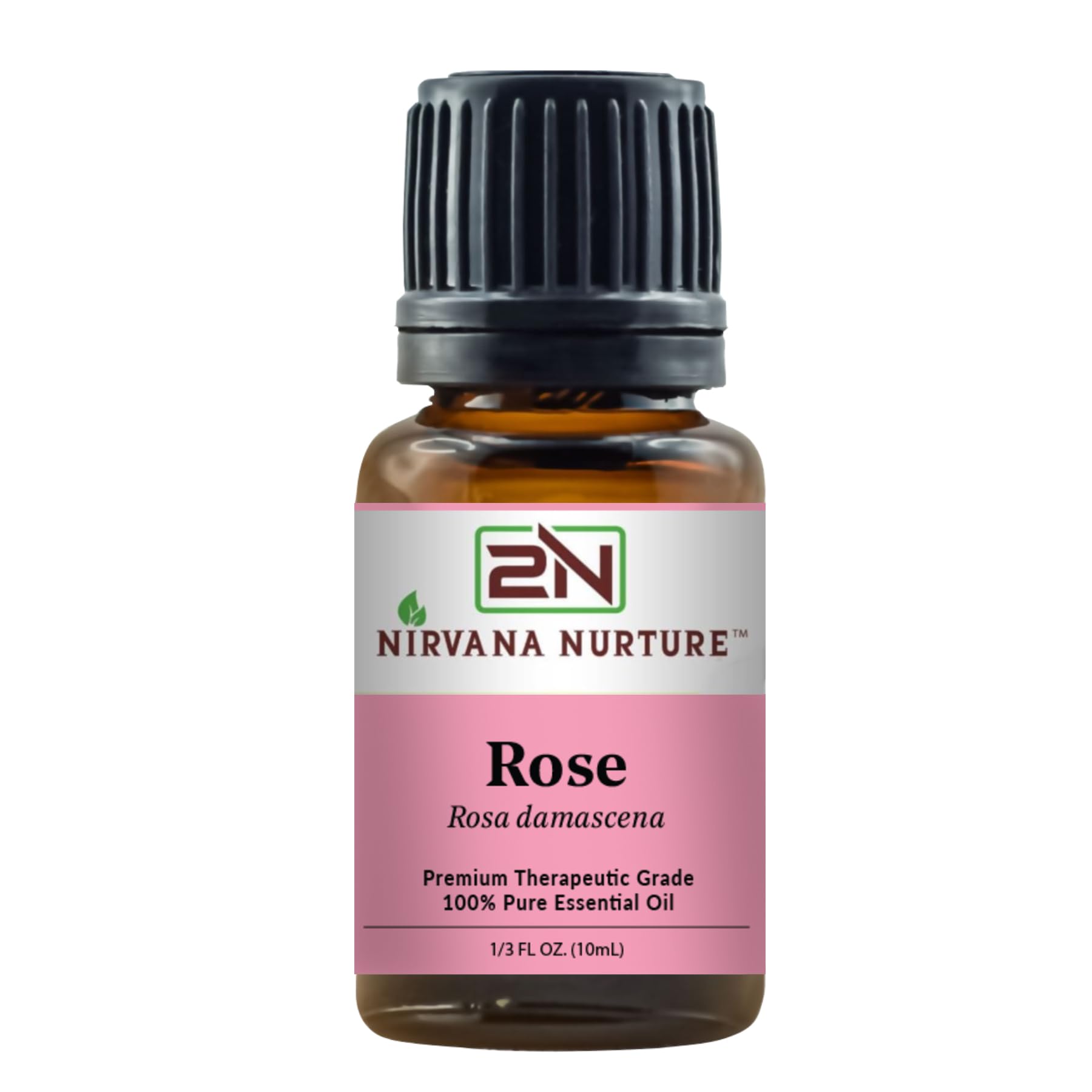 Nirvana Nurture Rose essential oil bottle close-up for relaxation and mood support