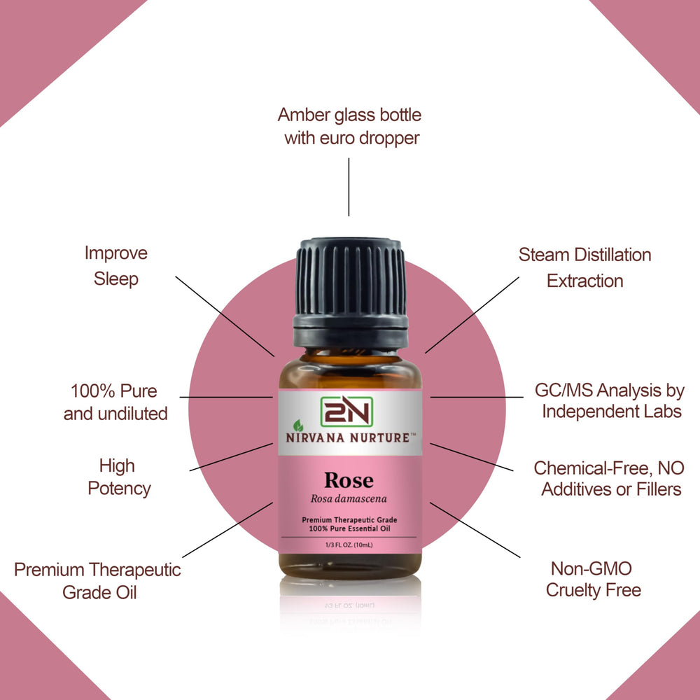 Nirvana Nurture Rose essential oil with carrier oil for skin hydration ritual