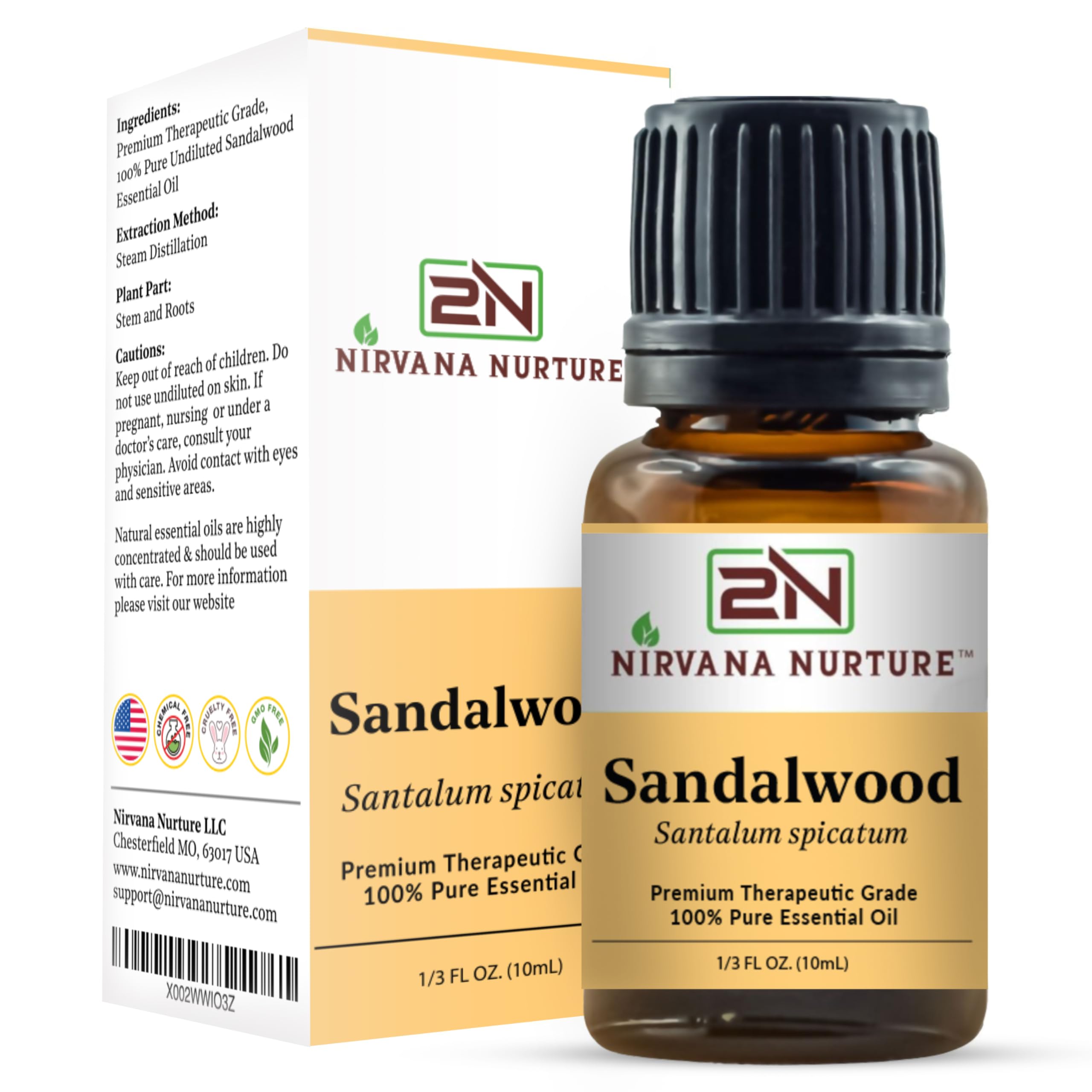 Nirvana Nurture Sandalwood oil used in hair care for shine