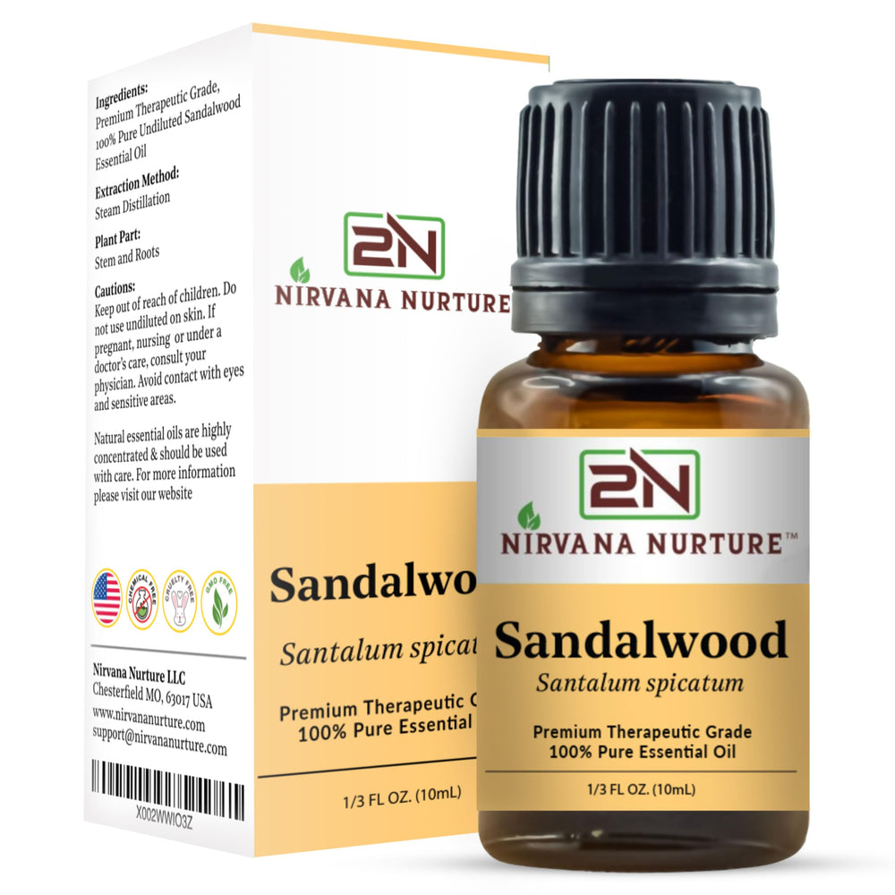 Nirvana Nurture Sandalwood oil used in hair care for shine