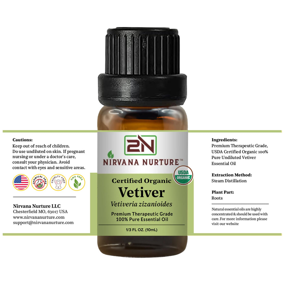 Nirvana Nurture Vetiver organic certifications and USDA seal emphasis