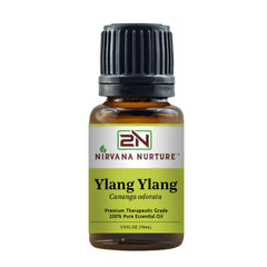 Nirvana Nurture Ylang Ylang oil bottle ready for calming aromatherapy routines