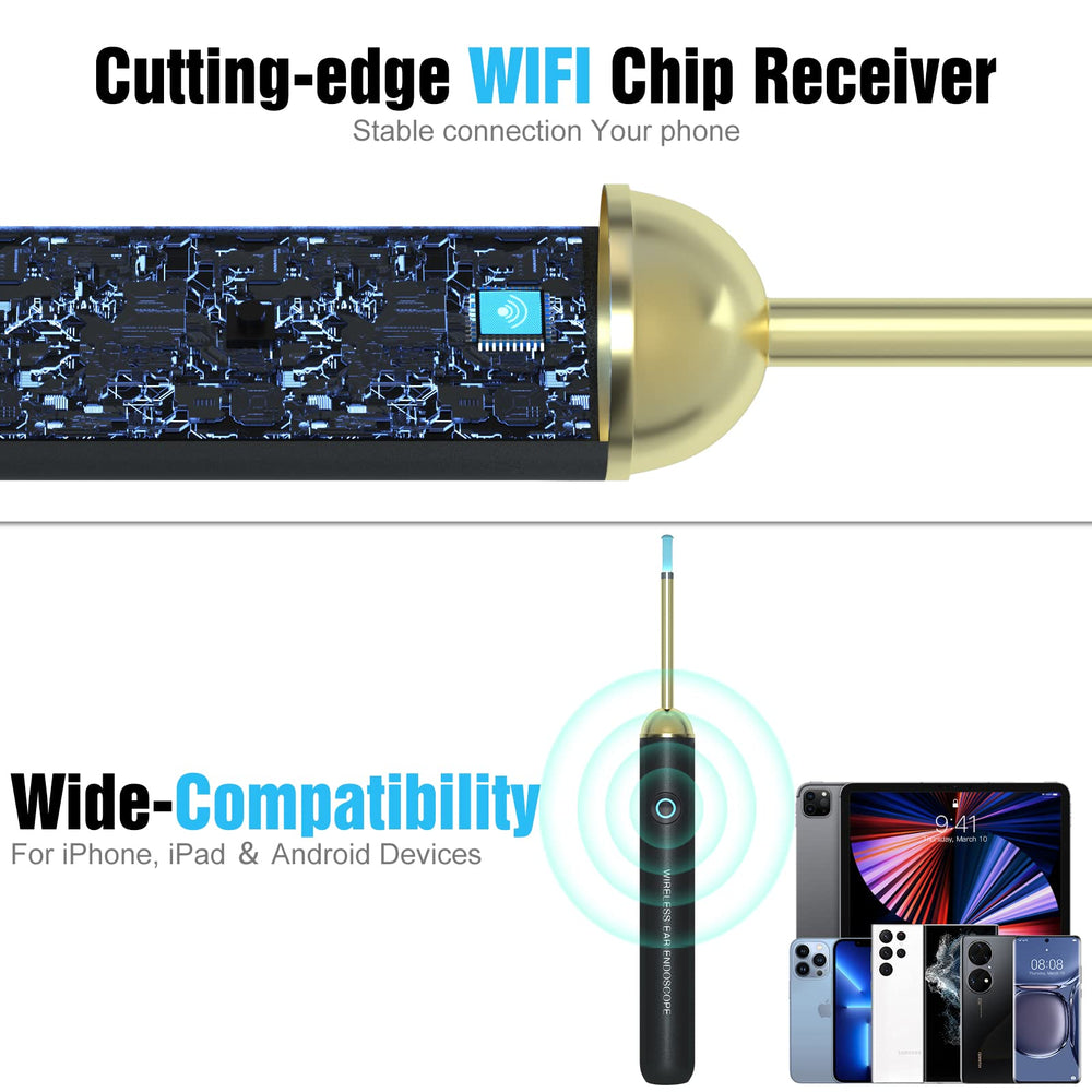 NIUQICT ear endoscope with LED lights illuminates the ear canal for precise cleaning