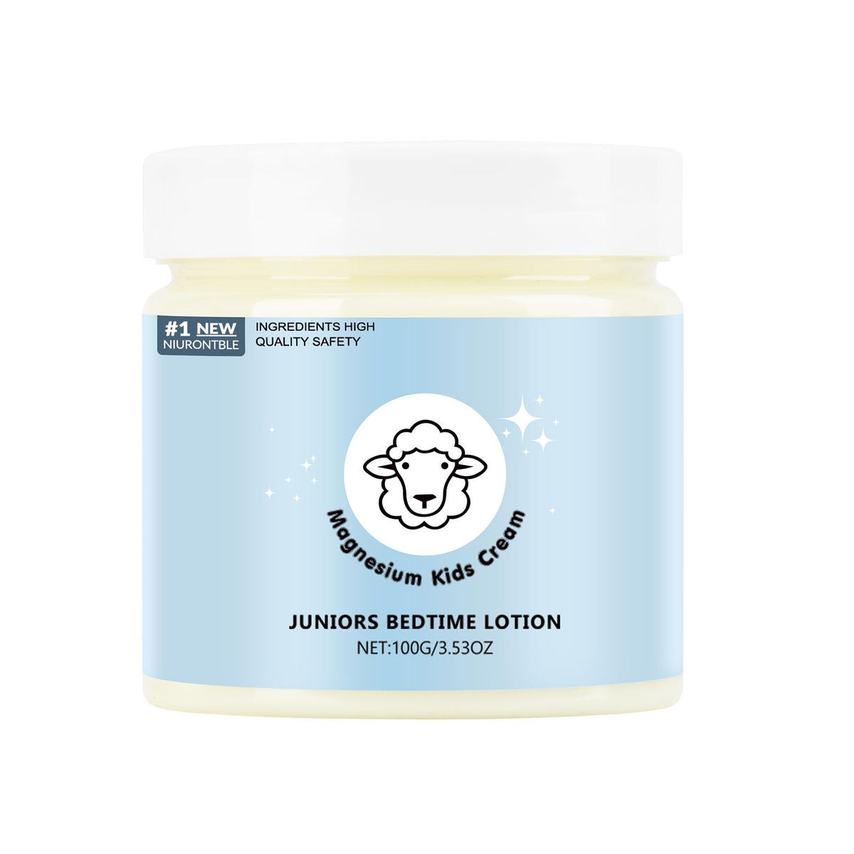 Niurontble Magnesium Lotion for Kids bottle with label, promoting calm bedtime routines.