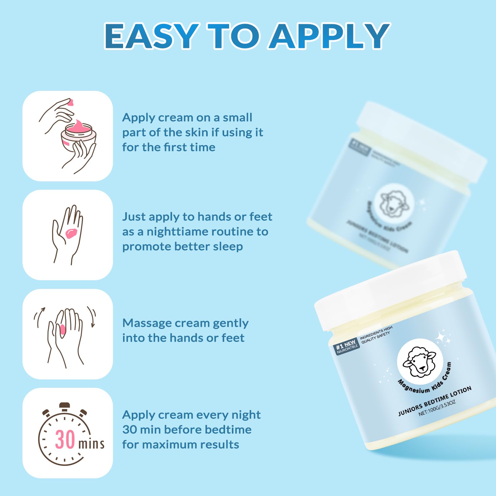 Non-greasy texture demonstrated on skin after bedtime application.
