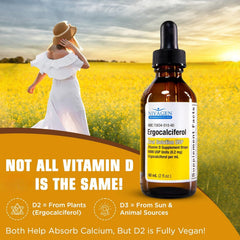 Nivagen Vitamin D2 label close-up highlights plant-based formula.