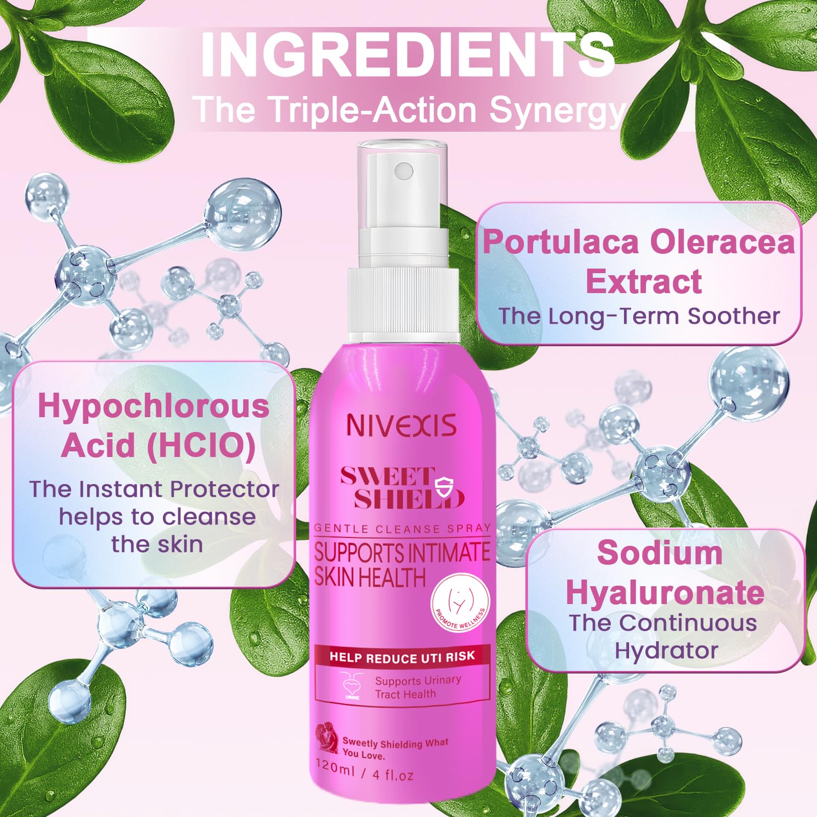Nivexis Spray with a pH-balanced feel, suitable for everyday use