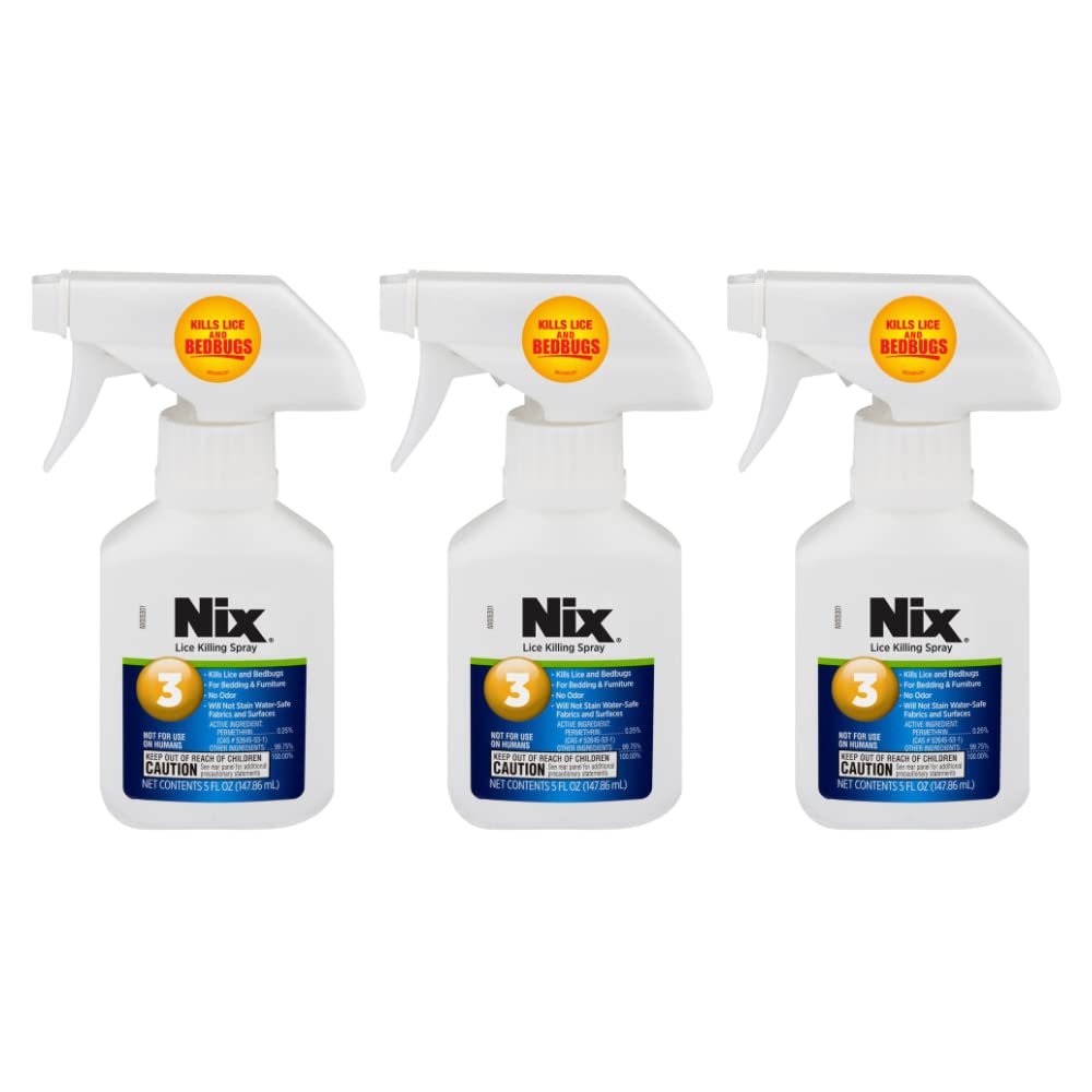 Nix Lice & Bed Bug Killing Spray for Home on bedding targets pests for up to four weeks