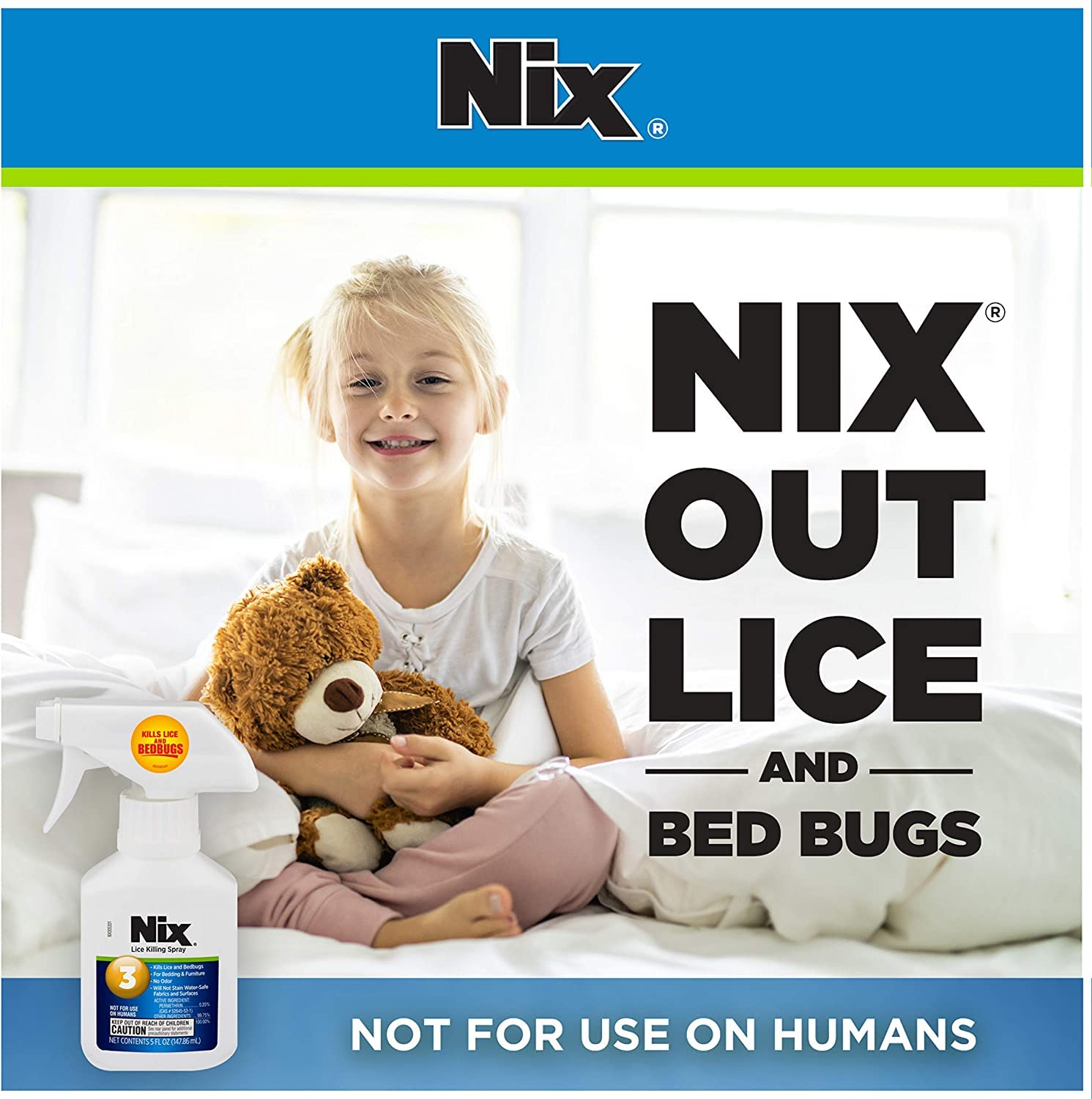 Pack of two Nix Lice & Bed Bug Killing Spray bottles.