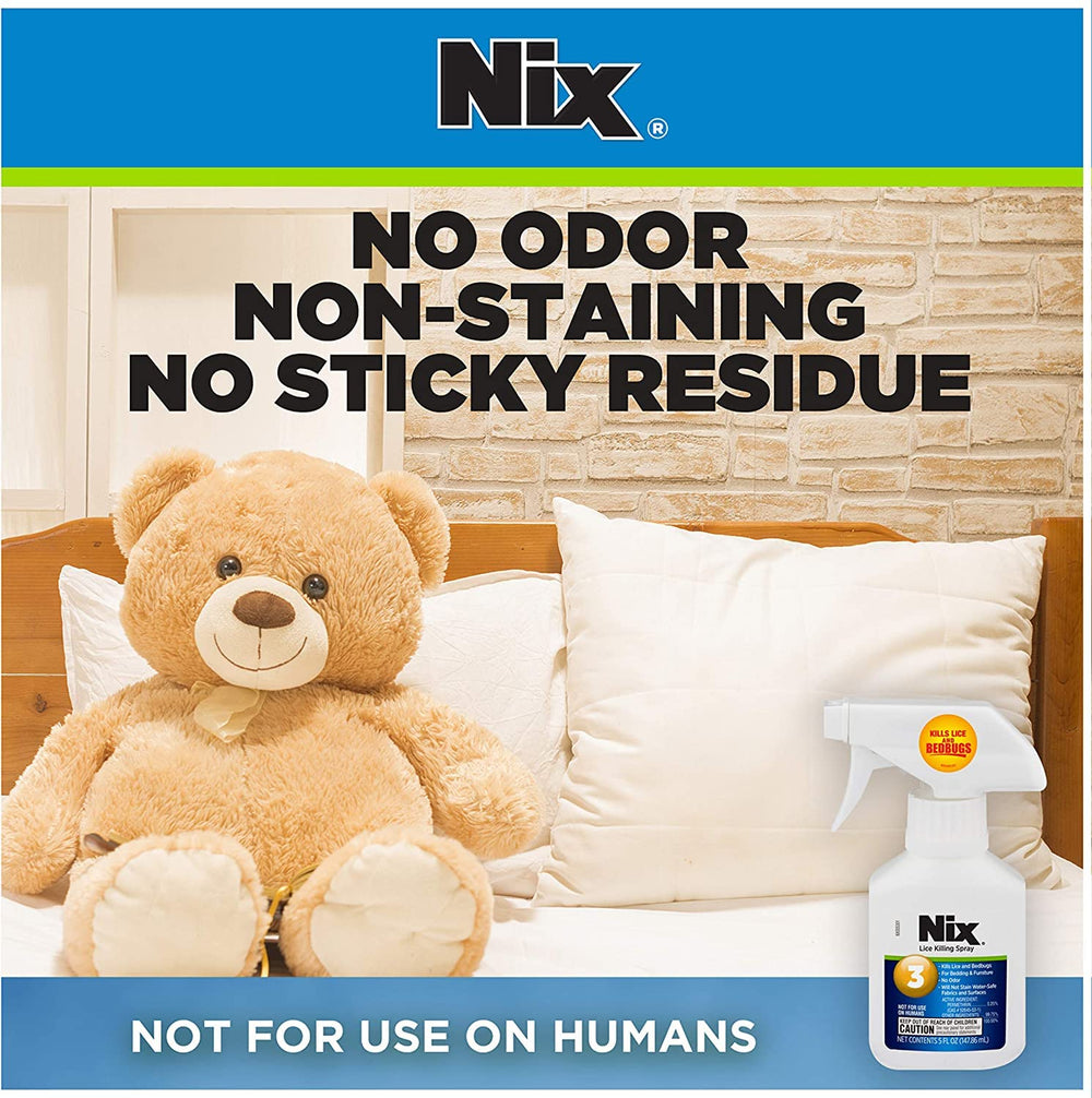Nix spray on pillows for odor-free pest care.