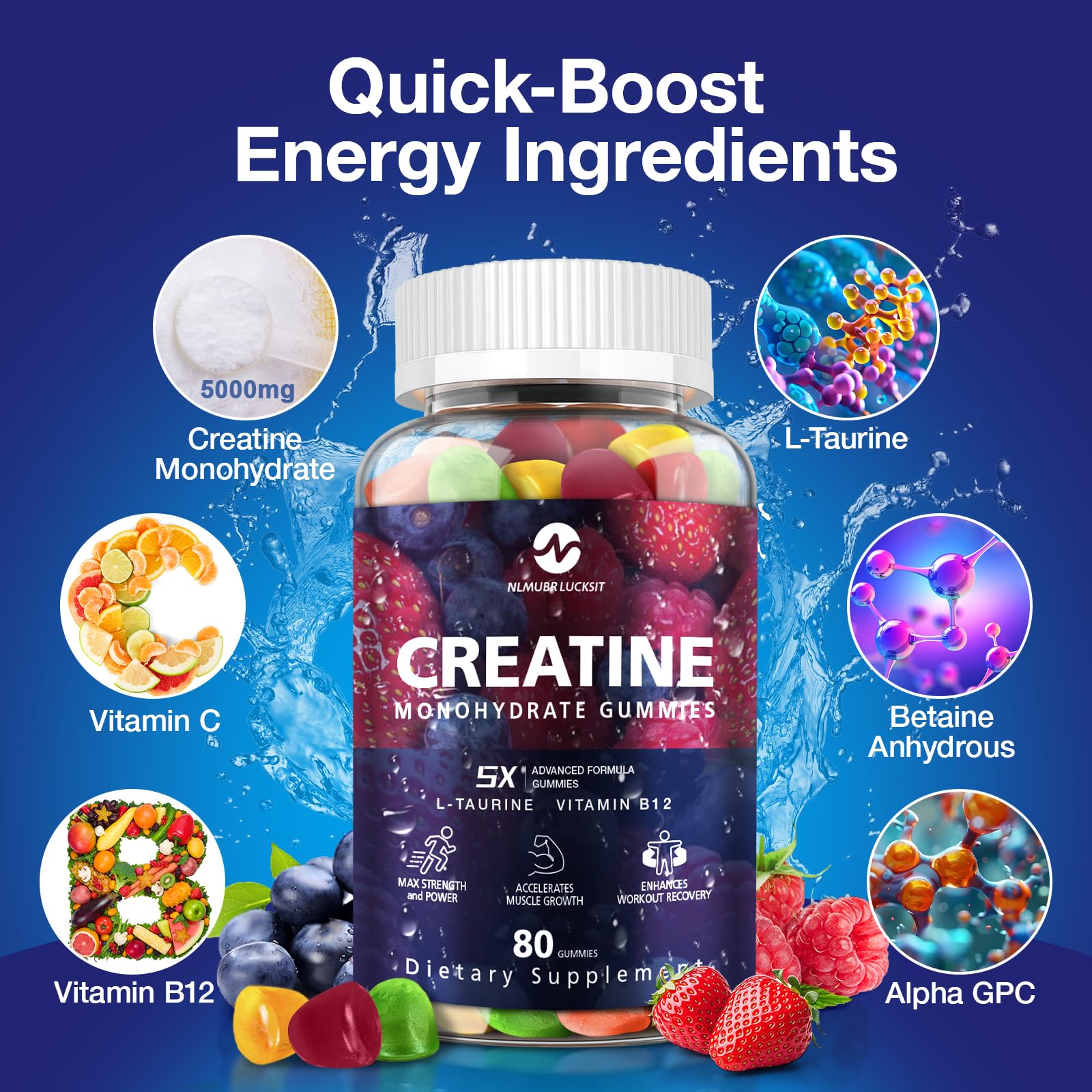 NLMUBR LUCKSIT Blueberry-flavored gummies for pre-workout use