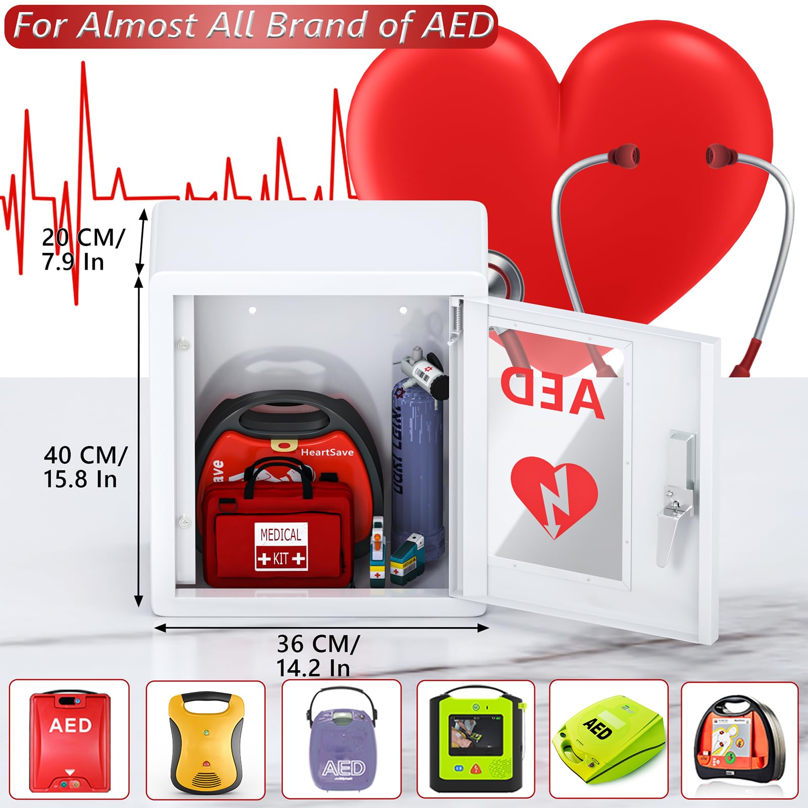 NLShan AED cabinet snap lock close-up emphasizes quick emergency access