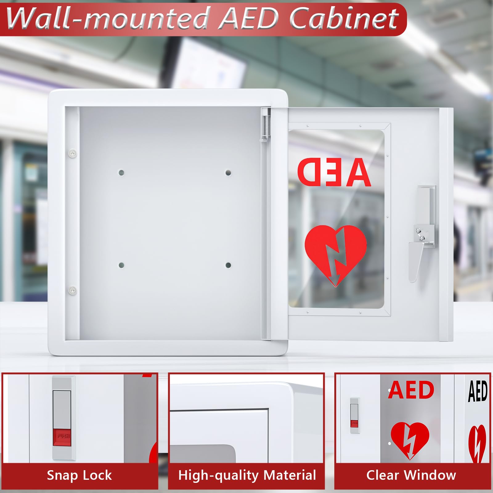 NLShan AED cabinet wall mounting holes back view shows easy installation