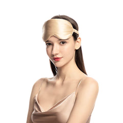 NMM Global mulberry silk sleep mask champagne full-face fit for various sleeping positions