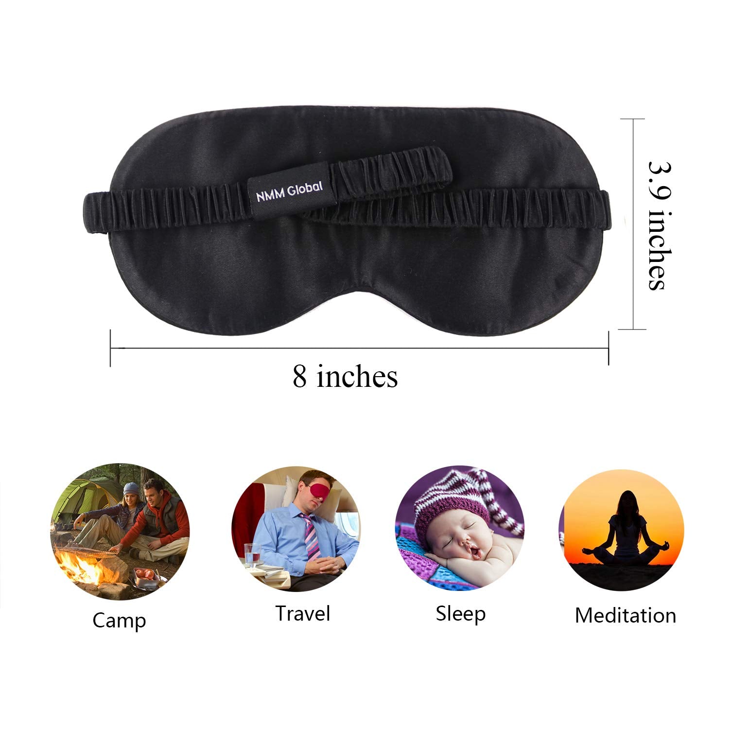 NMM Global mulberry silk sleep mask size M 8x3.9 inches comfortable wear